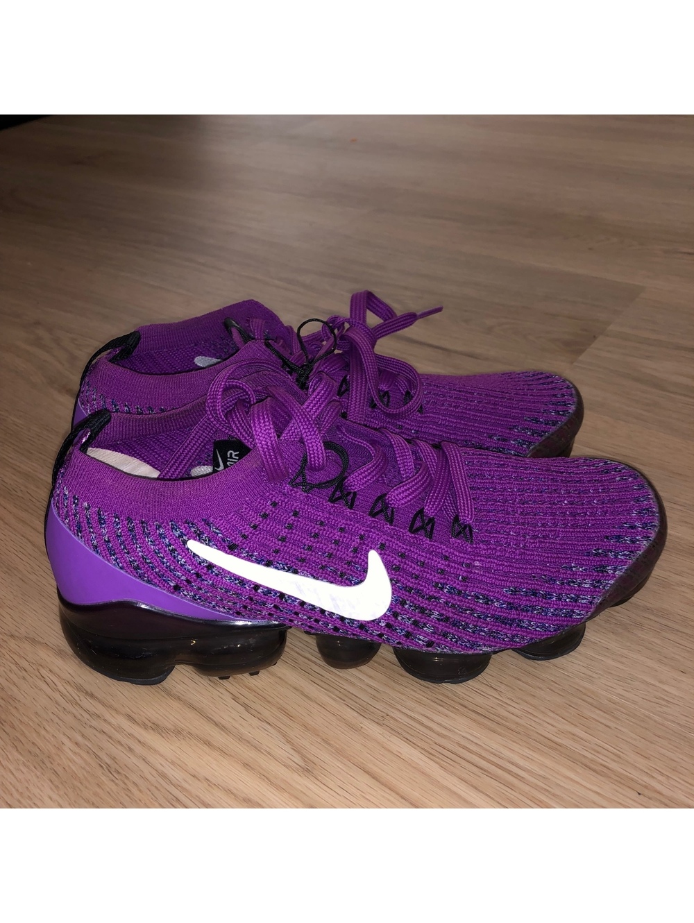 NIKE AIR VAPORMAX FLYKNIT 3 VIVID PURPLE BLACK RUNNING SHOES YOUTH 6 WOMENS 7.5 - Picture 3 of 8